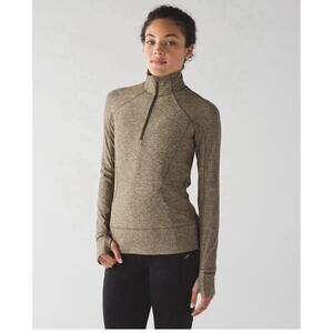 Women’s Lululemon Rush Hour 1/2 Zip Sweatshirt Size 8 Green Gym Workout Yoga